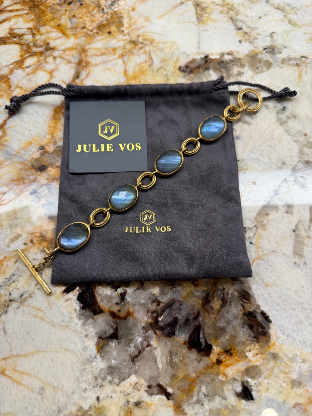 Julie Vos Gold Link Bracelet - Iridescent Blue